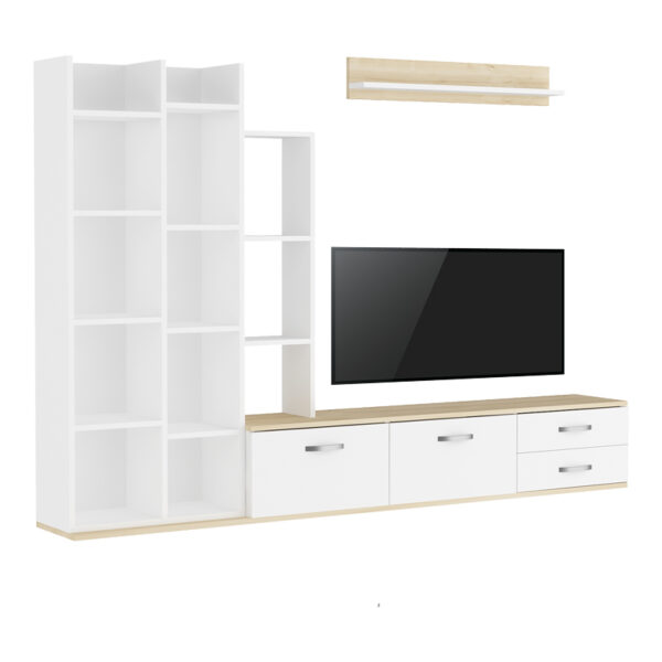 Σύνθετο σαλονιού Leman pakoworld σε λευκή-oak απόχρωση 240x35x154εκ - 120-000488