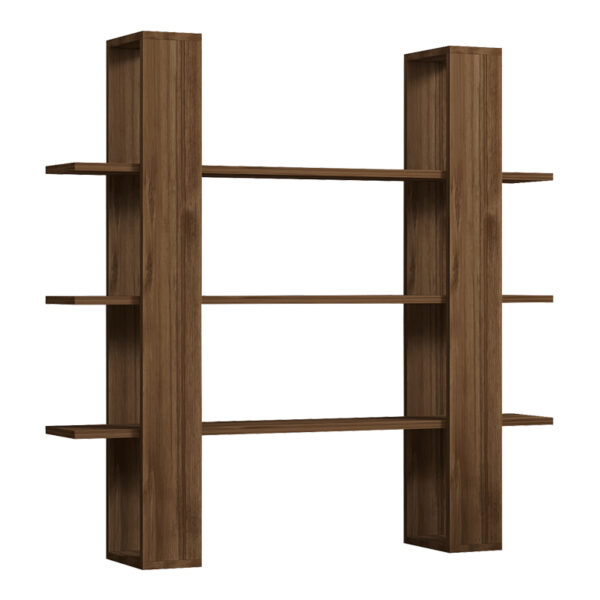 Βιβλιοθήκη Yotek pakoworld σε καρυδί απόχρωση 120x23x120εκ - 120-000493
