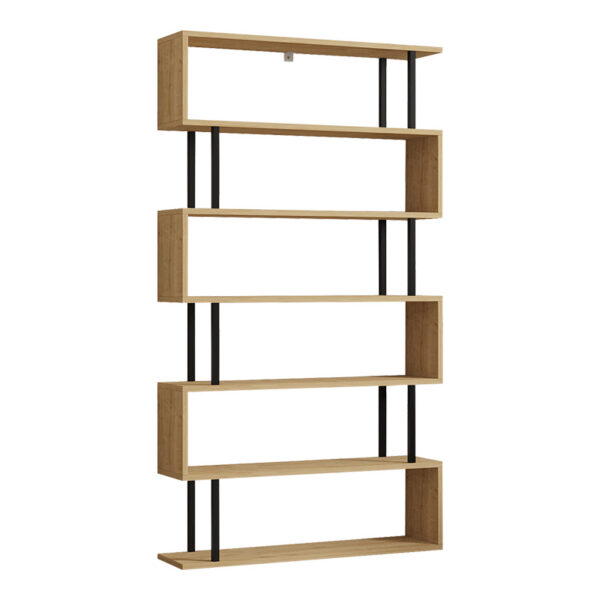Βιβλιοθήκη Ziza pakoworld σε oak  απόχρωση 90x22x162.6εκ - 120-000518