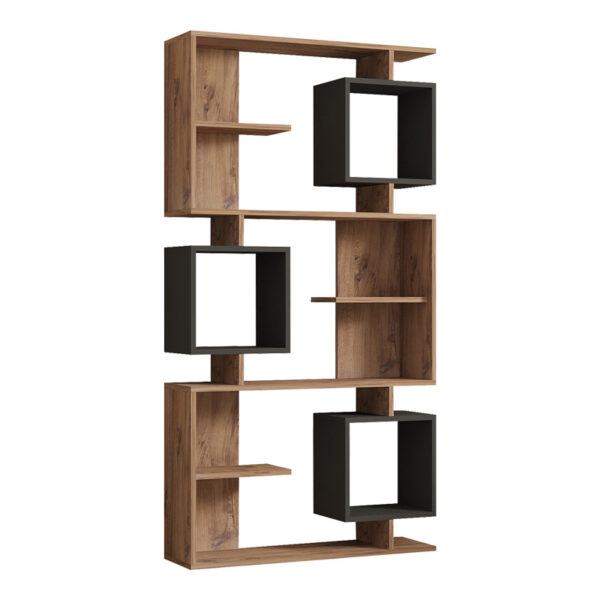 Βιβλιοθήκη Cubix pakoworld σε sonoma-ανθρακί απόχρωση 90x24,6x171,90εκ - 120-000519