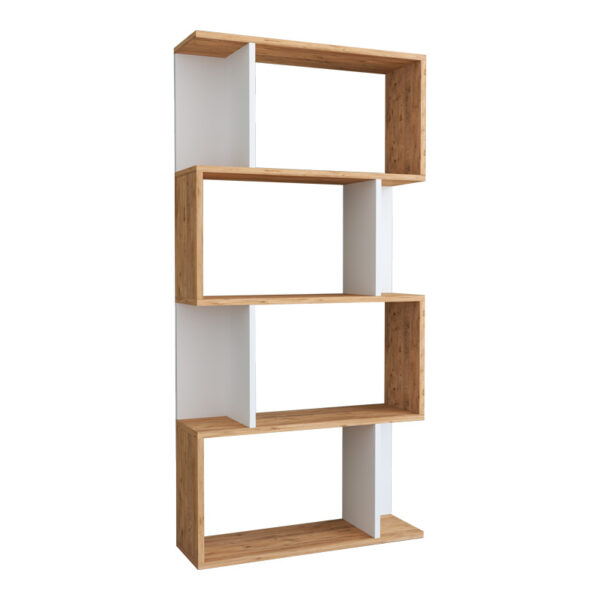Βιβλιοθήκη Kadu pakoworld σε sonoma-λευκή  απόχρωση  72x22x147εκ - 120-000612