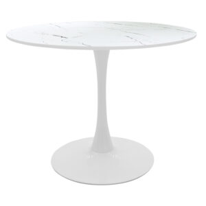 Τραπέζι Balou I pakoworld MDF λευκό μαρμάρου Φ120x75εκ - 127-000167