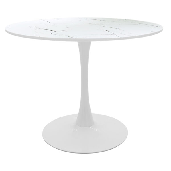 Τραπέζι Balou I pakoworld MDF λευκό μαρμάρου Φ120x75εκ - 127-000167