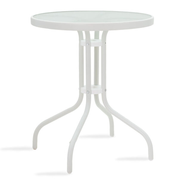 Τραπέζι Watson pakoworld μέταλλο λευκό-γυαλί Φ60x70εκ - 130-000001