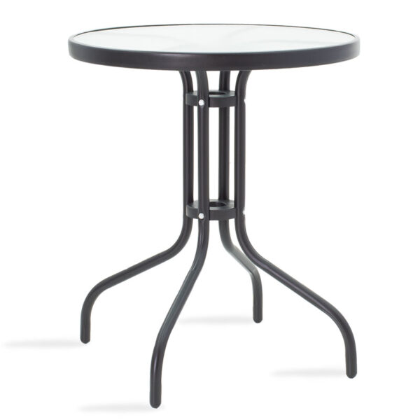 Τραπέζι Watson pakoworld μέταλλο μαύρο-γυαλί Φ60x70εκ - 130-000002