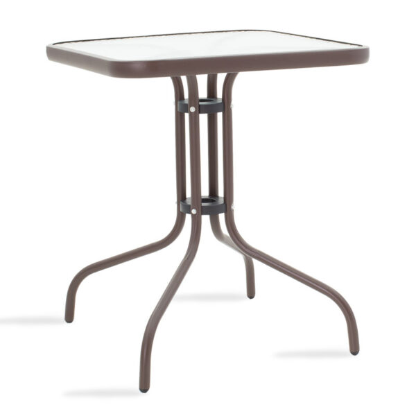 Τραπέζι Watson pakoworld μέταλλο καφέ-γυαλί 60x60x70εκ - 130-000005
