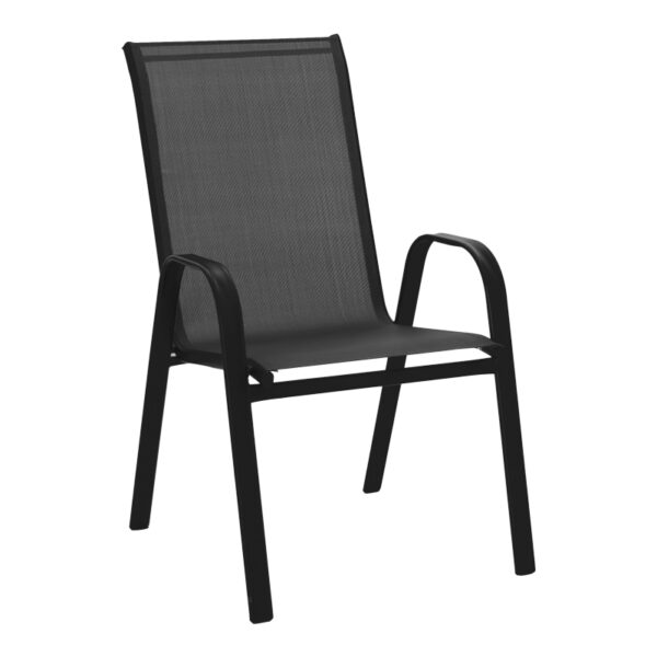 Πολυθρόνα Calan pakoworld μέταλλο μαύρο-textilene μαύρο 55x75x90 εκ - 130-000009
