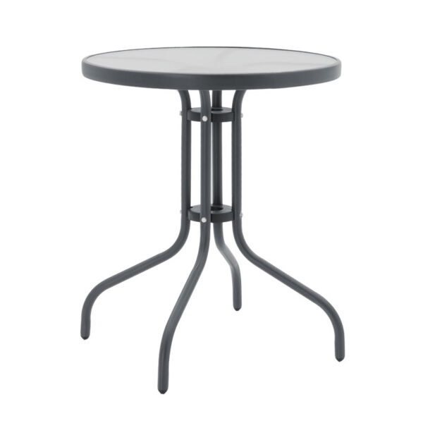 Τραπέζι Watson pakoworld μέταλλο ανθρακί-γυαλί Φ60x70εκ - 130-000030