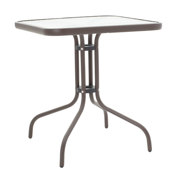 Τραπέζι Watson pakoworld μέταλλο καφέ-γυαλί 70x70x70εκ - 130-000032