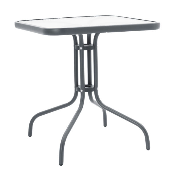 Τραπέζι Watson pakoworld μέταλλο ανθρακί-γυαλί 70x70x70εκ - 130-000033