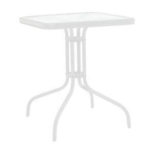 Τραπέζι Watson pakoworld μέταλλο λευκό- γυαλί 70x70x70εκ - 130-000089