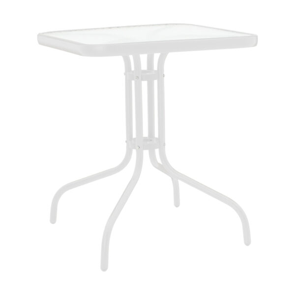 Τραπέζι Watson pakoworld μέταλλο λευκό- γυαλί 70x70x70εκ - 130-000089