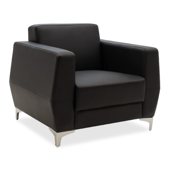 Πολυθρόνα Dermis pakoworld inox-τεχνόδερμα μαύρο 88x75x75εκ - 132-000001