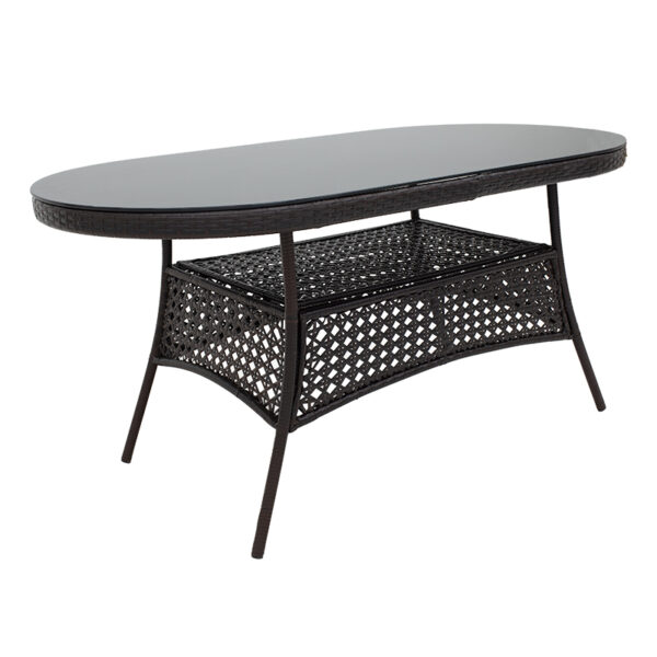Τραπέζι Cellin pakoworld μέταλλο-pe rattan καφέ 160x80x77εκ - 140-000037