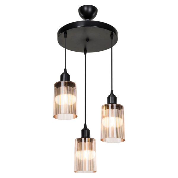 Φωτιστικό οροφής τρίφωτο PWL-1195 pakoworld Ε27 μαύρο-amber Φ30x80εκ - 147-000121