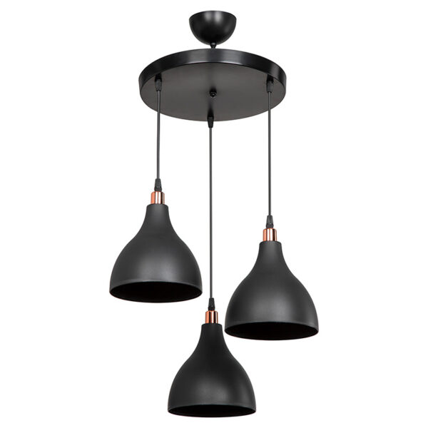 Φωτιστικό οροφής τρίφωτο Lofty pakoworld Ε27 μαύρο Φ40x80εκ - 147-000131