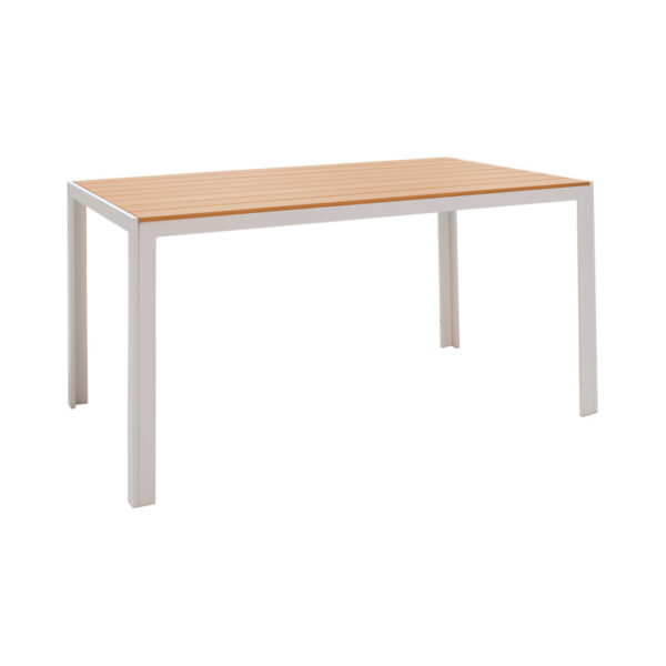 Τραπέζι Nares pakoworld αλουμίνιο λευκό-plywood φυσικό 140x80x72.5εκ - 152-000004