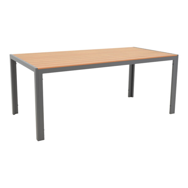 Τραπέζι Nares pakoworld αλουμίνιο ανθρακί-plywood φυσικό 180x90x72.5εκ - 152-000030