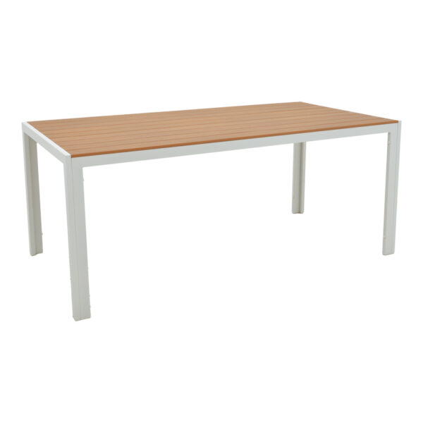 Τραπέζι Nares pakoworld αλουμίνιο λευκό-plywood φυσικό 180x90x72.5εκ - 152-000031