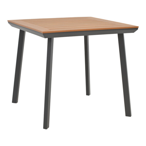 Τραπέζι Synergy pakoworld αλουμίνιο ανθρακί-plywood φυσικό 80x80x74εκ - 152-000032