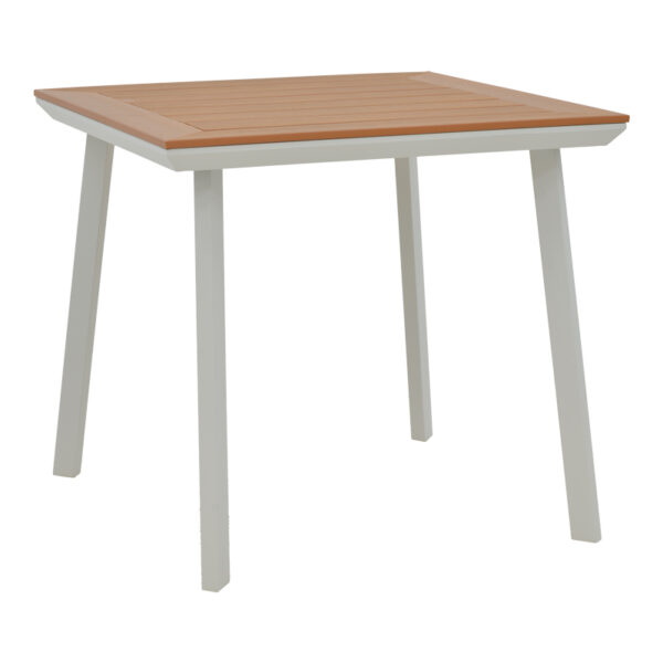 Τραπέζι Synergy pakoworld αλουμίνιο λευκό-plywood φυσικό 80x80x74εκ - 152-000033
