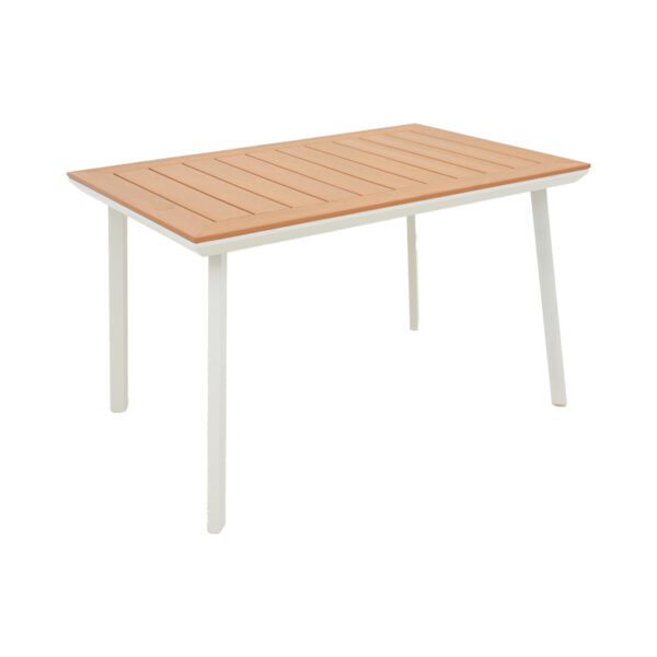 Τραπέζι Griffith pakoworld λευκό αλουμίνιο και plywood σε φυσική απόχρωση 120x80x74εκ - 152-000051