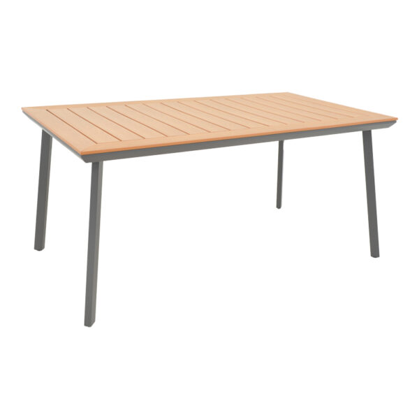 Τραπέζι Griffith pakoworld ανθρακί αλουμίνιο και plywood σε φυσική απόχρωση 160x80x74εκ - 152-000052