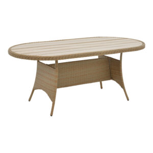 Τραπέζι Keir pakoworld rattan-αλουμίνιο καφέ 180x90x72εκ - 152-000054