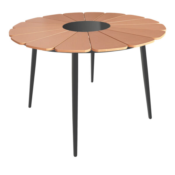 Τραπέζι Pinap pakoworld μαύρο αλουμίνιο και plywood σε φυσική απόχρωση Φ110x74εκ - 152-000089