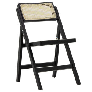 Καρέκλα Yoko pakoworld πτυσσόμενη μπεζ pvc rattan-μαύρο πόδι - 167-000015