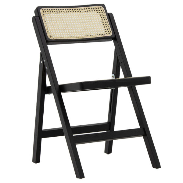 Καρέκλα Yoko pakoworld πτυσσόμενη μπεζ pvc rattan-μαύρο πόδι - 167-000015