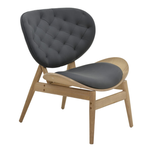 Πολυθρόνα relax Udalle pakoworld μασίφ ξύλο καρυδί-PU μάυρο 77x70x82εκ - 167-000016