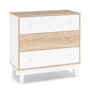 Συρταριέρα Awell pakoworld 3ων συρταριών sonoma-λευκό 90x44x88,5εκ - 173-000006
