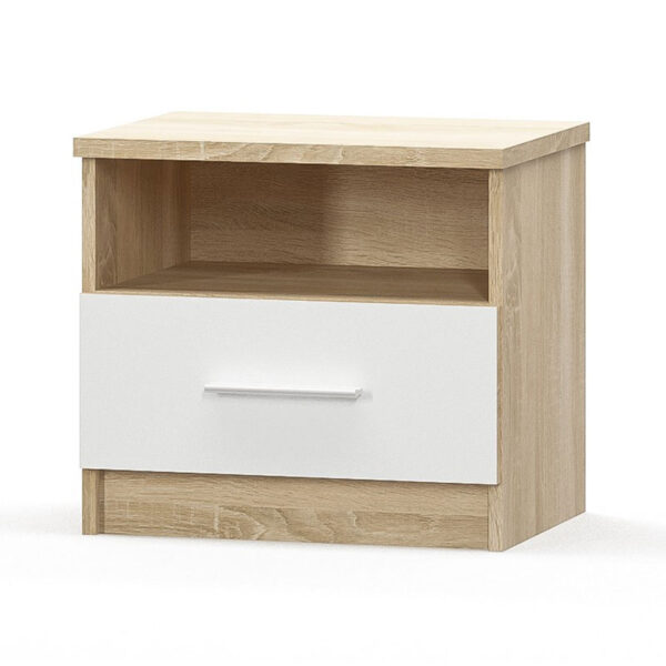 Κομοδίνο Geneva pakoworld φυσικό-λευκό 50x37x45.5εκ - 173-000015