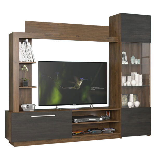 Σύνθετο σαλονιού June pakoworld καρυδί-wenge 204x35x177εκ - 173-000020