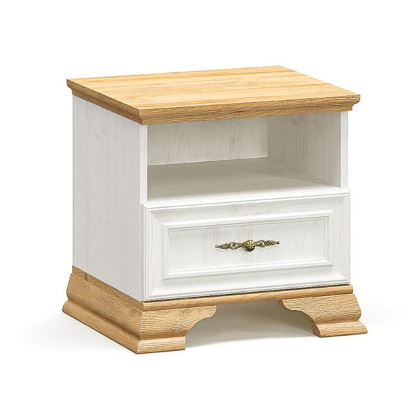 Κομοδίνο Jaden pakoworld golden oak-λευκό antique 49x41x47εκ - 173-000024