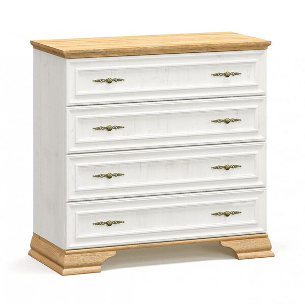 Συρταριέρα Jaden pakoworld 4ων συρταριών golden oak-λευκό antique 93,5x39x88,5εκ - 173-000028