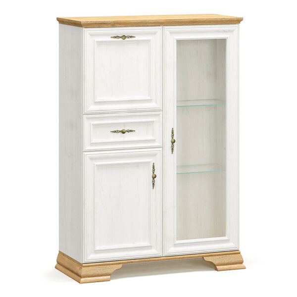 Βιτρίνα Jaden pakoworld golden oak-λευκό antique 93,5x39x133εκ - 173-000031
