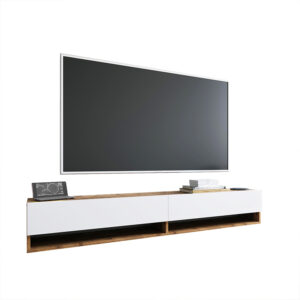 Έπιπλο τηλεόρασης επιτοίχιο Handra pakoworld λευκό-oak 180x31,5x29,5εκ - 176-000002