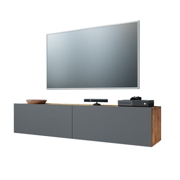 Έπιπλο τηλεόρασης επιτοίχιο Dello pakoworld ανθρακί-oak 140x31,5x29,5εκ - 176-000005
