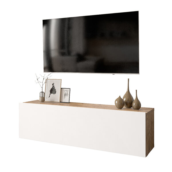 Έπιπλο τηλεόρασης επιτοίχιο Serit pakoworld λευκό-oak 100x31,5x29,5εκ - 176-000006