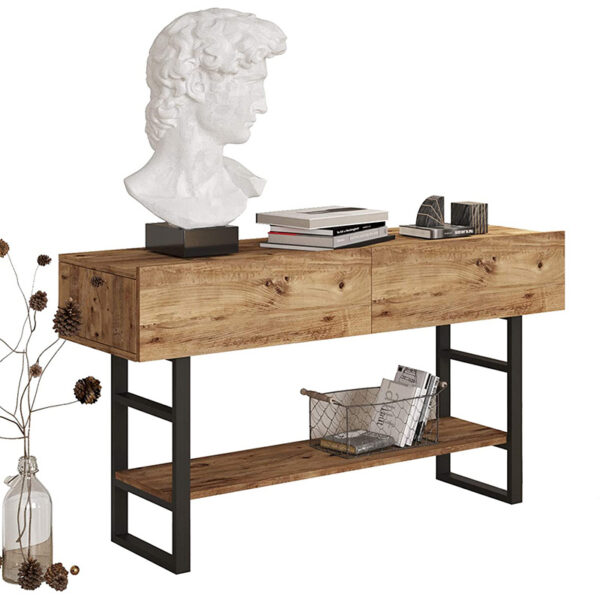 Κονσόλα Vien pakoworld oak-μαύρο 139x43x75,5εκ - 176-000008