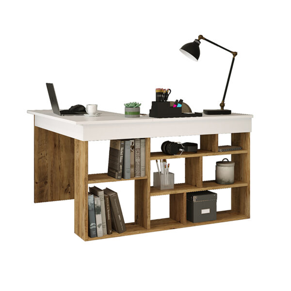Γραφείο γωνιακό Rosaline pakoworld λευκό-oak 120x129x72εκ - 176-000010