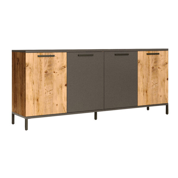 Μπουφές Kermit pakoworld ανθρακί-oak 160x40x72εκ - 176-000017