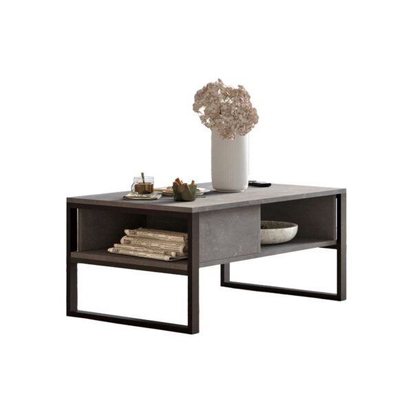 Τραπέζι σαλονιού Honora pakoworld ανθρακί antique-μαύρο 100x60x44.5εκ - 176-000033