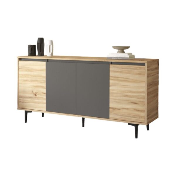 Μπουφές Augusta pakoworld oak-ανθρακί 160x40x78.5εκ - 176-000036