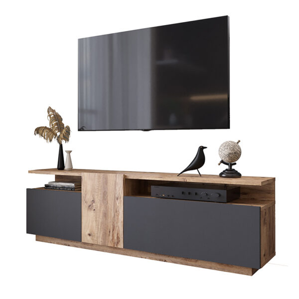 Έπιπλο τηλεόρασης Elana pakoworld sonoma-ανθρακί 150x29.5x46.3εκ - 176-000054