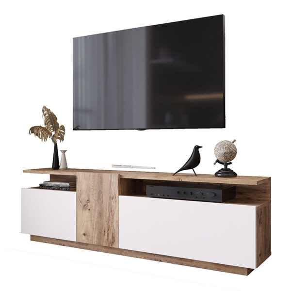 Έπιπλο τηλεόρασης Elana pakoworld sonoma-λευκό 150x29.5x46.3εκ - 176-000055
