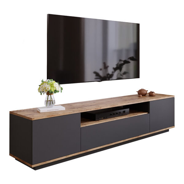 Έπιπλο τηλεόρασης Soren pakoworld sonoma-ανθρακί 180x.44.5x44.6εκ - 176-000056