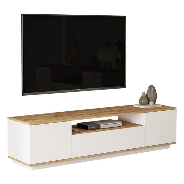 Έπιπλο τηλεόρασης Soren pakoworld sonoma-λευκό 180x.44.5x44.6εκ - 176-000057